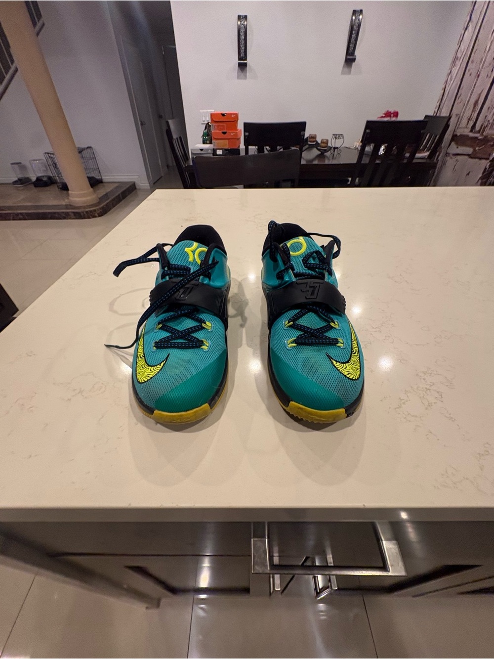 Nike Kids Teal & Yellow Basketball Sneakers